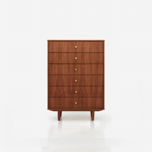 Drewniana szafka z dębu fornir z sześcioma szufladami w kolorze Tek