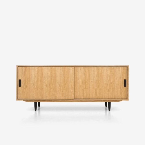 Drewniana komoda z dębu fornir , przesuwane drzwi