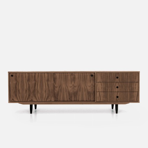 Kredens z orzecha amerykańskiego do pokoju w kolorze brązowym