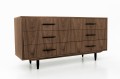 Drewniana komoda z orzecha amerykańskiego z sześcioma szufladami w kolorze ciemnego brązu